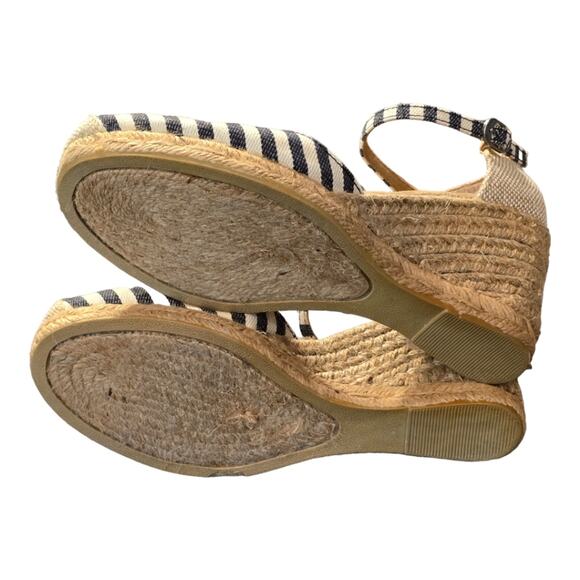 Bass Striped Blue & White Emilia Wedge Espadrille Sandals Size 8.5 - Picture 6 of 8